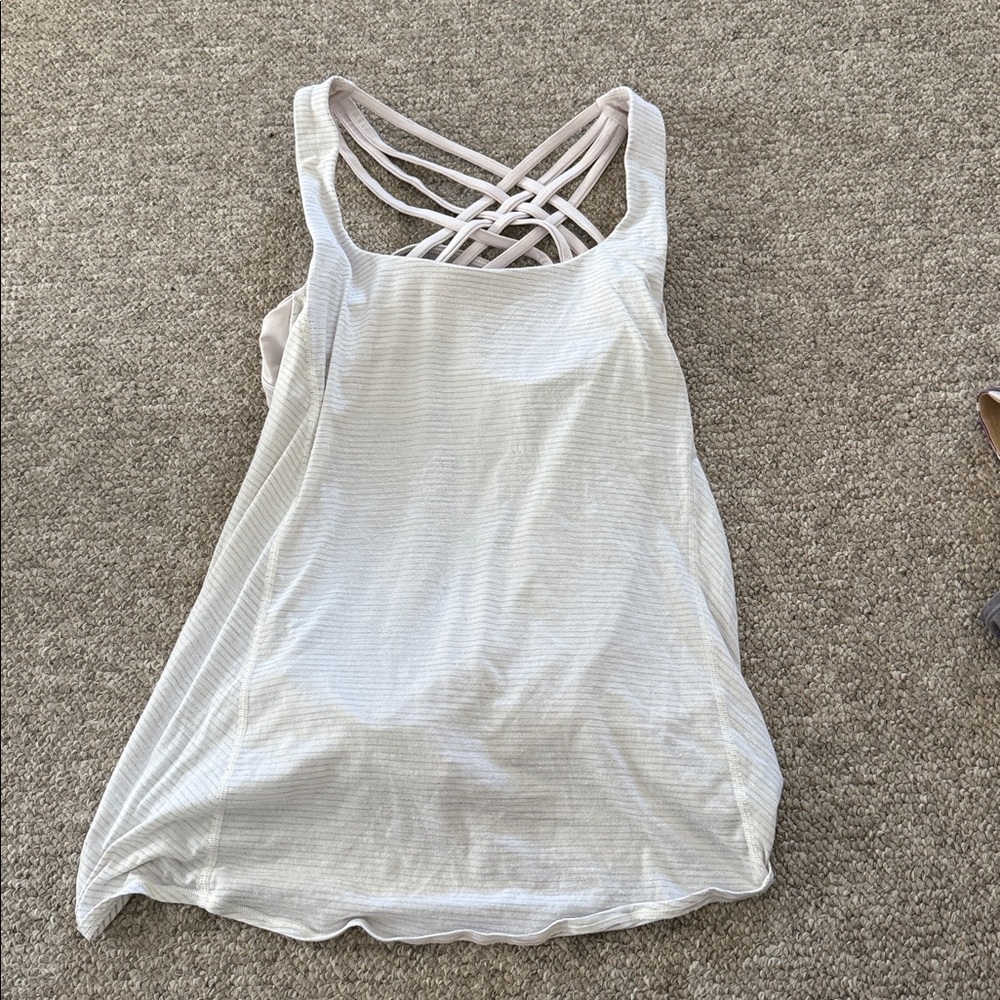 lululemon White Strappy Tank Top with Pink Bra